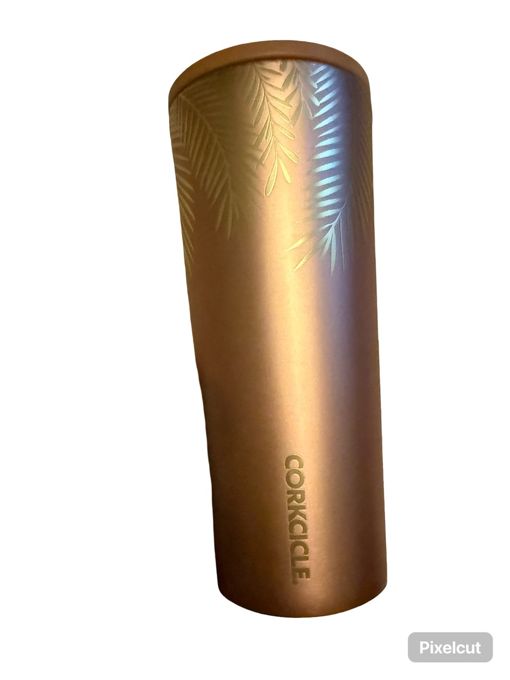 Corkcicle Rose Gold Tumbler with Palm Leaf Accent